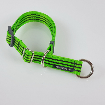 Halsband Zug-Stop verstellbar  2.5cm, 25 - 60cm, neongrün - schwarz gestreift neongrün - schwarz gestreift
