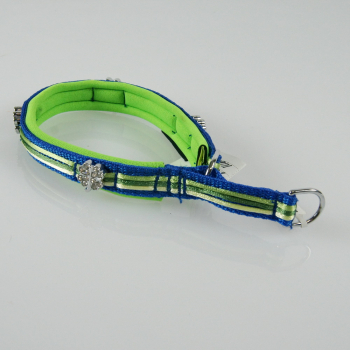 Halsband Zug-Stop, 2.5 - 3.5cm, 25 - 55cm, Neopren + Bling Bling Bling Bling Klee, neongrüm, blau, versch. grün