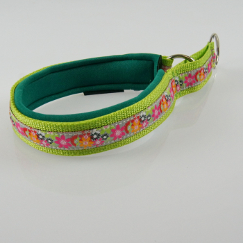 Halsband Zug-Stop, 2.5 - 3.5cm, 25 - 55cm, Neopren Blumen grau, grün, lindengrün