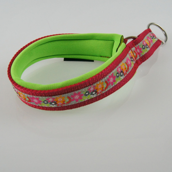 Halsband Zug-Stop, 2.5 - 3.5cm, 25 - 55cm, Neopren Blumen grau, neongrün, rot