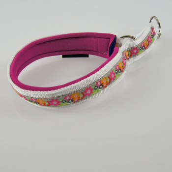 Halsband Zug-Stop, 2.5 - 3.5cm, 25 - 55cm, Neopren Blumen grau, pink, weiss