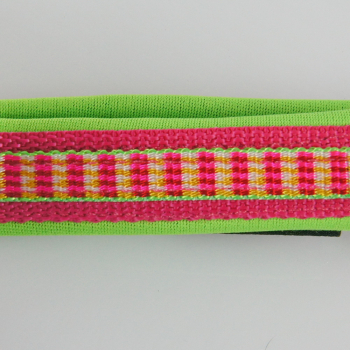 Halsband Zug-Stop, 2.5cm, 25 - 37.5cm, Neopren gestreift pink - gelb, neongrün, pink,