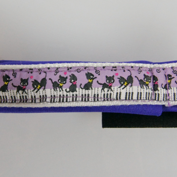 Halsband Zug-Stop, 2.5 - 3.5cm, 25 - 55cm, Neopren Katze Klavier, violet, weiss