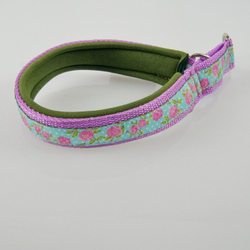 Halsband Zug-Stop, 2.5 - 3.5cm, 25 - 55cm, Neopren Rosen rosa, olive, flieder