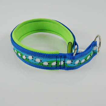 Halsband Zug-Stop, 2.5 - 3.5cm, 25 - 55cm, Neopren schafe, royalblau, neongrün