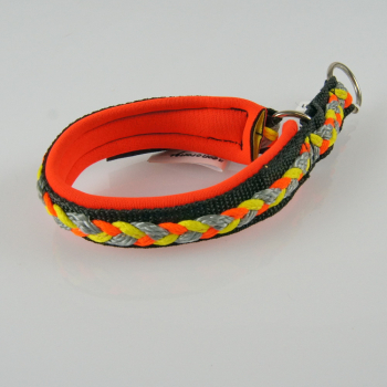 Halsband Zug-Stop, 2.5 - 3cm, 25 - 55cm, Neopren + geflochten geflochten grau - neongelb - neonorange, neonorange, schwarz