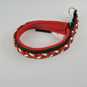 Halsband Zug-Stop, 2.5 - 3cm, 25 - 55cm, Neopren + geflochten geflochten rot - bordeaux - hellgrün santin, rot, schwarz