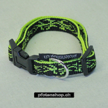 Halsband Click, 1.5 - 2.5cm, 25-65cm, Tattoo schwarz - neongelb