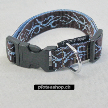 Halsband Click, 1.5 - 2.5cm, 25-65cm, Tattoo braun - hellblau