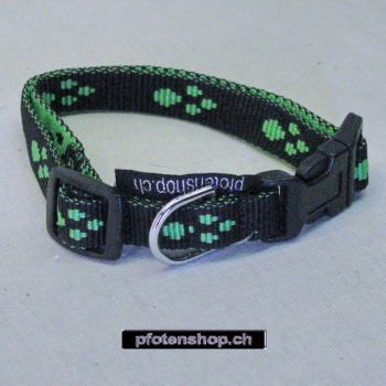 Halsband Click, 1.5 - 2.0cm, 18.5-46cm, Pfoten schwarz - grün Pfoten schwarz - grün