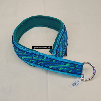 Halsband Zug-Stop, 3.5cm, 30 - 55cm, Neopren grün, aqua, wellen blau