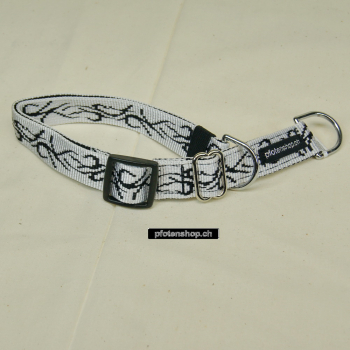 Halsband Zug-Stop verstellbar  1.5 - 2.5cm, 20 - 60cm Tattoo weiss - schwarz