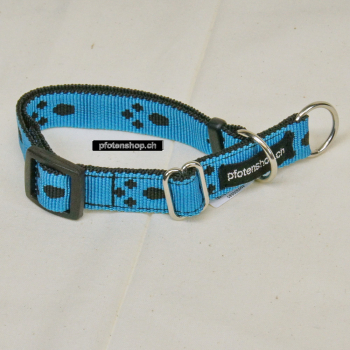 Halsband Zug-Stop verstellbar  1.5 - 2.5cm, 20 - 60cm Pfoten blau - schwarz