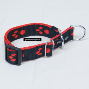 Halsband Zug-Stop verstellbar  1.5 - 2.5cm, 20 - 60cm Pfoten schwarz - rot