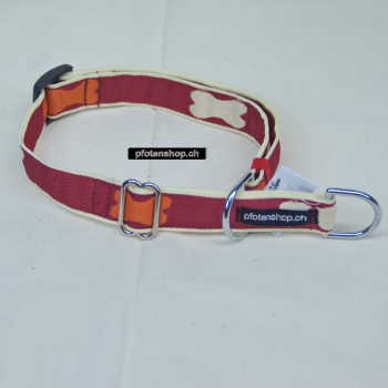 Halsband Zug-Stop verstellbar  2.5cm, 25-60cm Knochen bordeaux