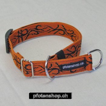 Halsband Zug-Stop verstellbar  1.5 - 2.5cm, 20 - 60cm Tattoo orange - schwarz