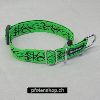 Halsband Zug-Stop verstellbar  1.5 - 2.5cm, 20 - 60cm Tattoo neongrün - schwarz