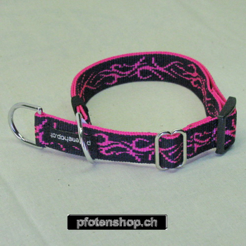 Halsband Zug-Stop verstellbar  1.5 - 2.5cm, 20 - 60cm Tattoo schwarz - pink