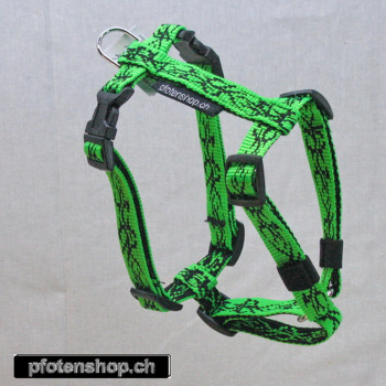 Geschirr, S, M, L, Tattoo neongrün - schwarz Tattoo neongrün - schwarz