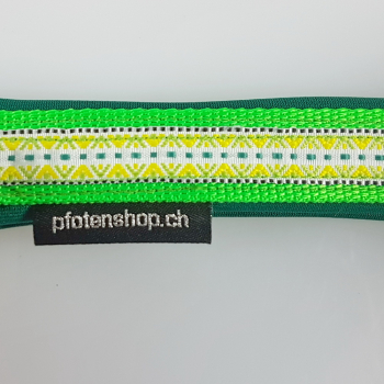 Halsband Zug-Stop, 2.5 - 3.5cm, 25 - 55cm, Neopren grün, neongrün, Jacqard Borte grün