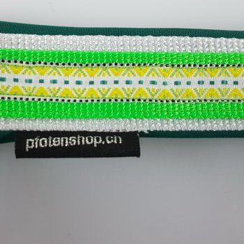 Halsband Zug-Stop, 2.5 - 3.5cm, 25 - 55cm, Neopren grün, neongrün, Jacqard Borte grün