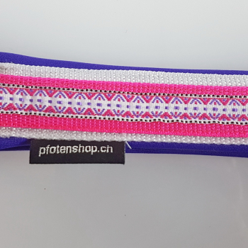 Halsband Zug-Stop, 2.5 - 3.5cm, 25 - 55cm, Neopren violet, neonpink, Jacqard Borte pink