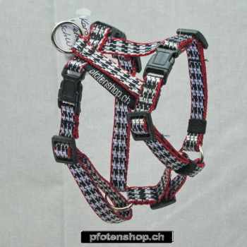 Geschirr Mini, 1.0cm, Hals 18-28cm, Bauch 26-38cm Karo schwarz - weiss