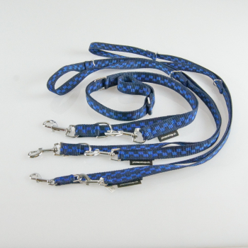Leine 3fach verstellbar 1.6m - 2m, 15 - 25mm, karo blau karo blau