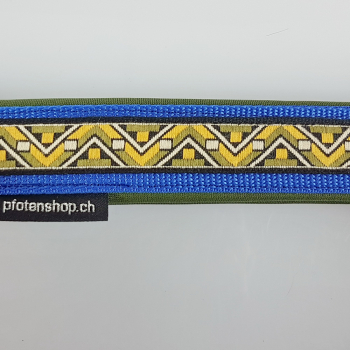 Halsband Zug-Stop, 3.0 - 3.5cm, 25 - 55cm, Neopren Mexiko blau oliv, blau, mex oliv