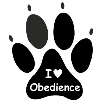 Pfotenaufkleber  I Love Obedience  , diverse Farben