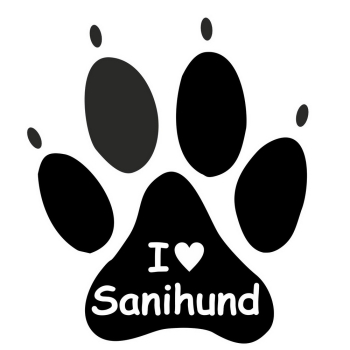 Pfotenaufkleber  I Love Sanihund  , diverse Farben