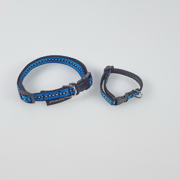 Halsband Click, 1.0cm -1.5cm, 16.5-46cm reflex blau - schwarz