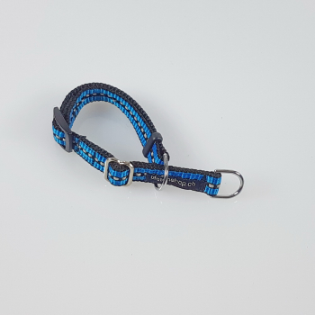 Halsband Zug-Stop verstellbar , 1.5cm, 20-30cm, reflex blau - schwarz