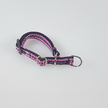 Halsband Zug-Stop verstellbar , 1.5cm, 20-30cm reflex rosa - schwarz