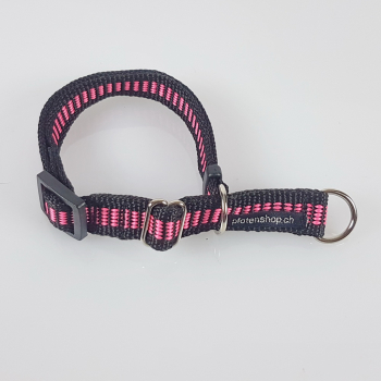 Halsband Zug-Stop verstellbar  1.5 - 2.0cm, 20 - 42cm schwarz - pink gestreift