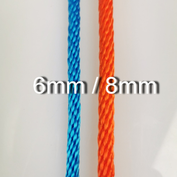 Seil Leine 3fach verstellbar, weich, 6mm + 8mm neongrün