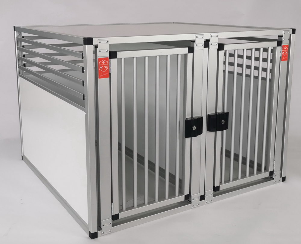 Doppel-Hundebox Alu REX¶ H75cm¶ B 118/120cm¶ T 100cm