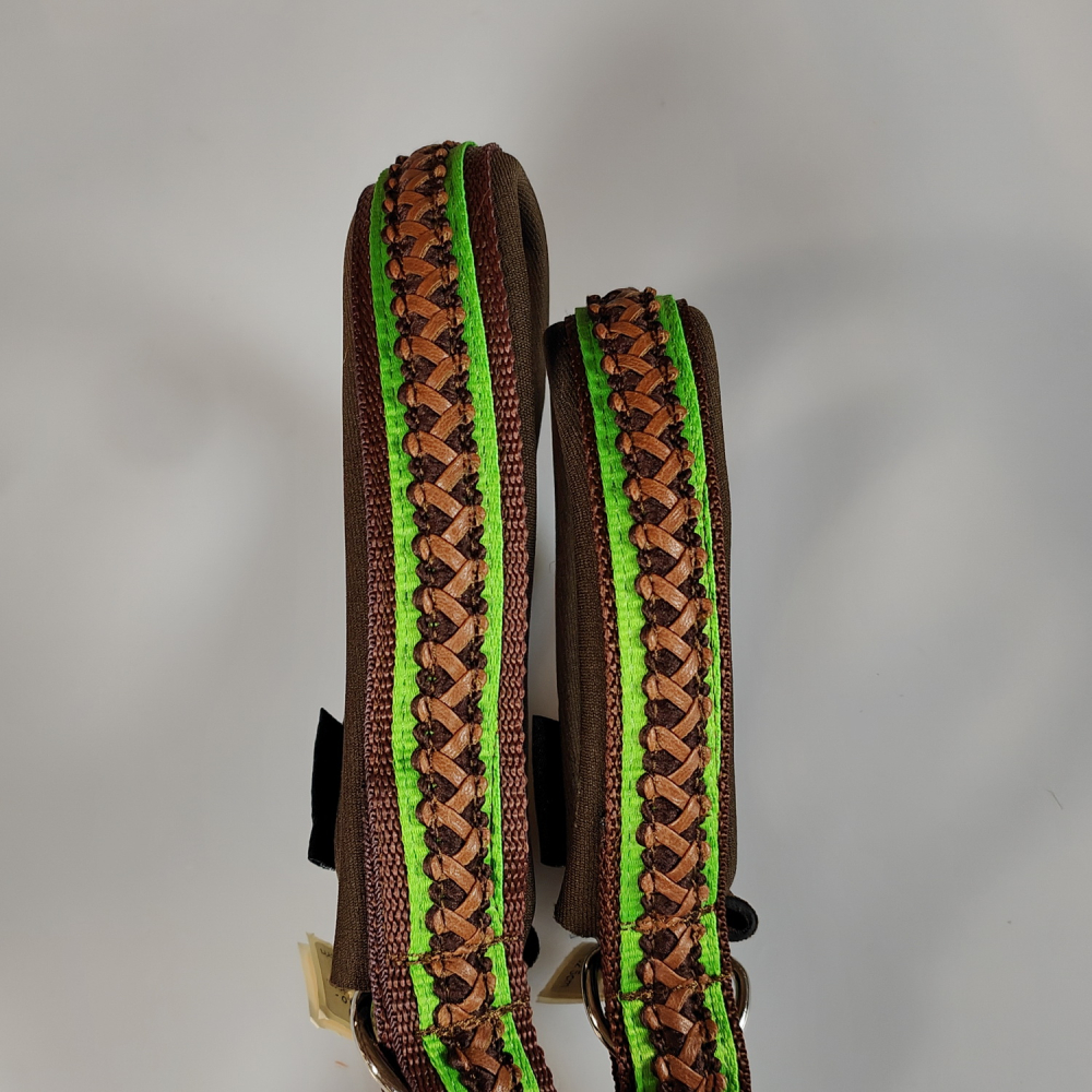 Halsband Zug-Stop, 3 - 3.5cm, 25 - 55cm, Neopren mit Kunst-Leder Borte, neongrün