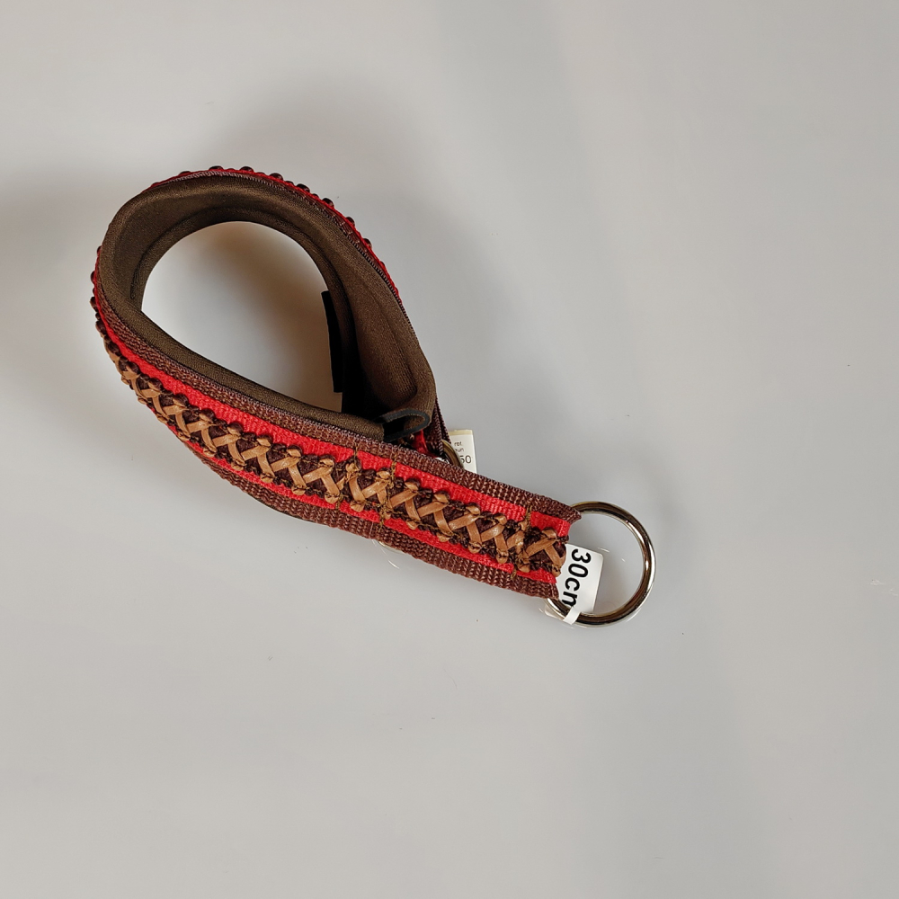 Halsband Zug-Stop, 3 - 3.5cm, 25 - 55cm, Neopren mit Kunst-Leder Borte, rot