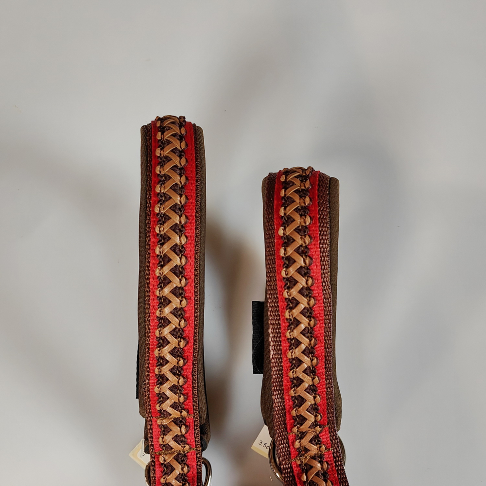 Halsband Zug-Stop, 3 - 3.5cm, 25 - 55cm, Neopren mit Kunst-Leder Borte, rot