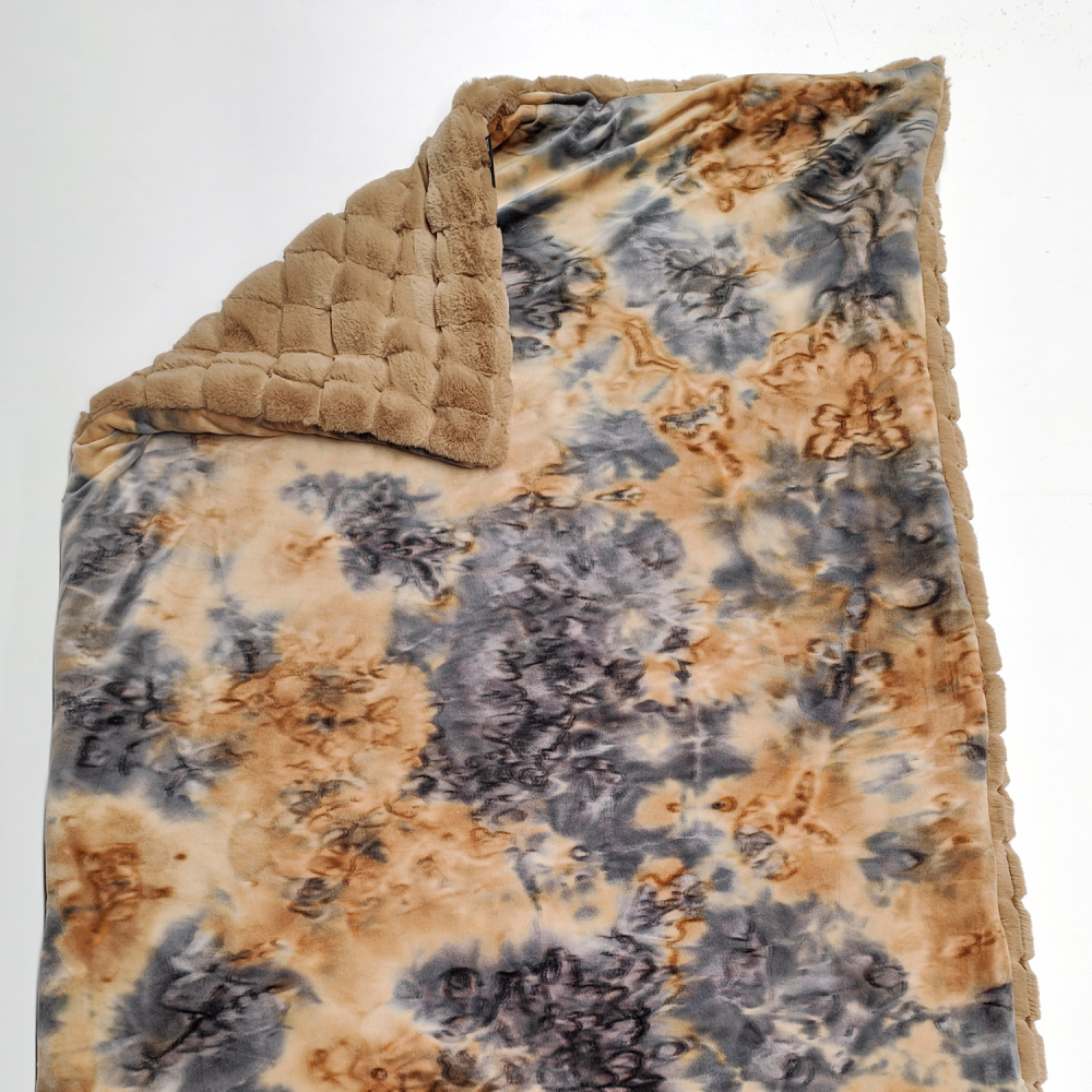 Kuscheldecke, camel karo teddy, batik camel grau, grau 3-fach Fleece