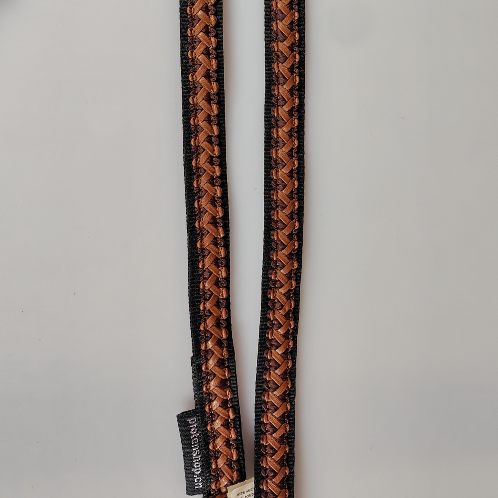 Leine 3fach verstellbar 1.6m - 2m, extra Weich schwarz, mit Lederband braun