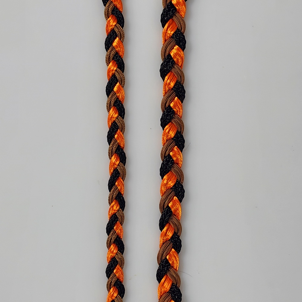 Halsband flachgeflochten, für kleine Hunde, schwarz, hellbraun P, orange satin