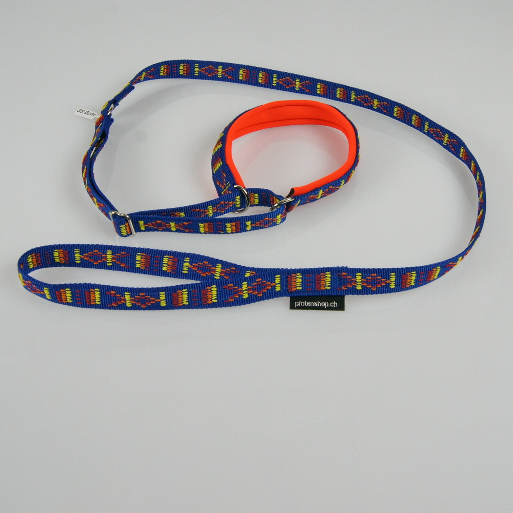 Agilityleine mit Neopren 2.0 - 3cm, 22.5 - 45cm Indi blau, orange