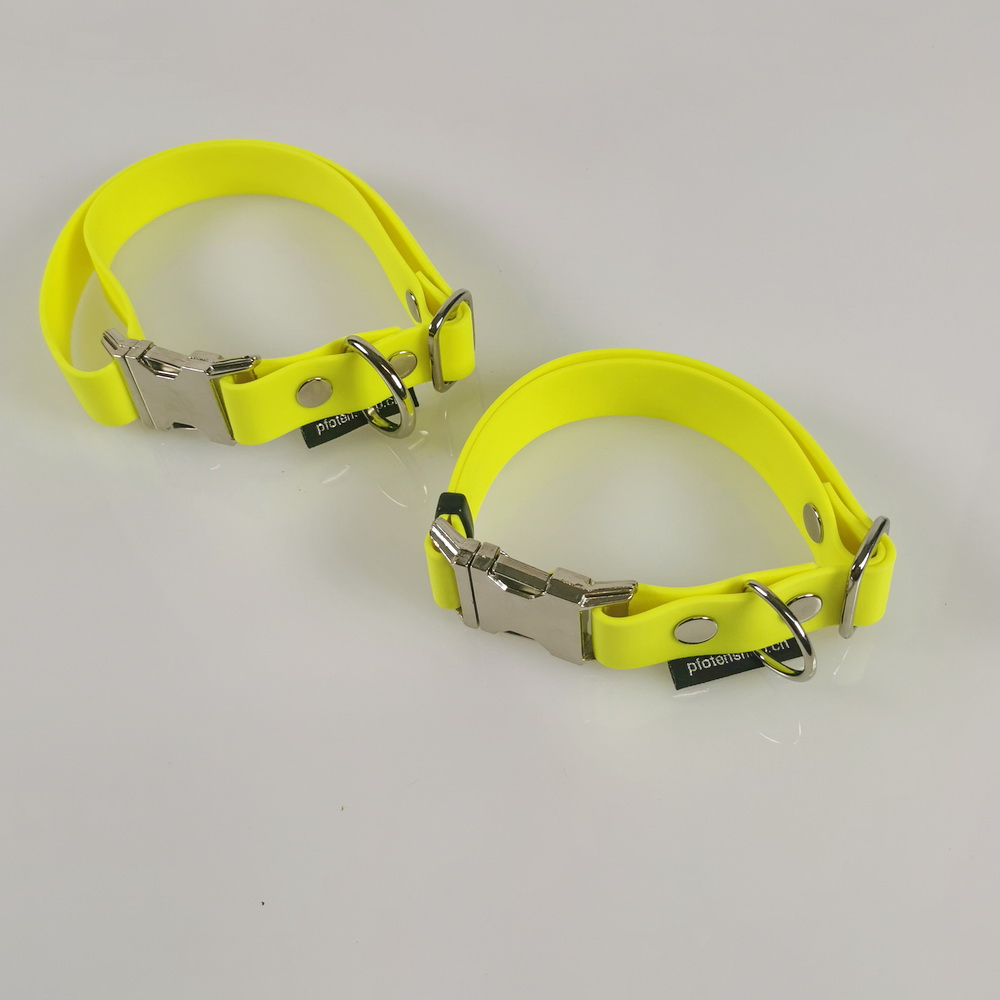 Halsband Click, 2 - 2.5cm, 30-65cm, wasserfest neongelb Biothan 2 Breiten, 2 Längen