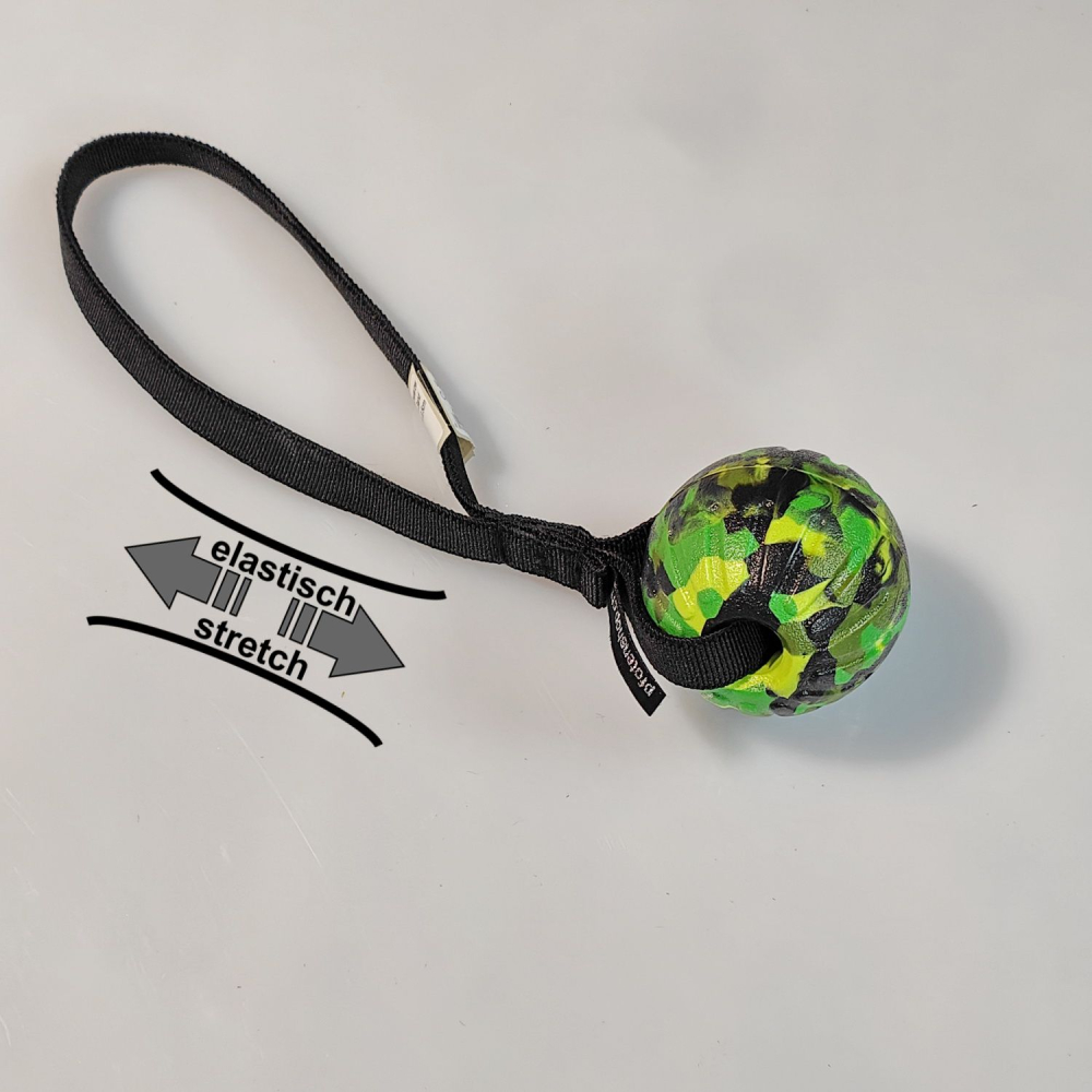 Grün-schwarzer Ball mit elastischem Band 6,5cm sehr stabil, DuraFoam