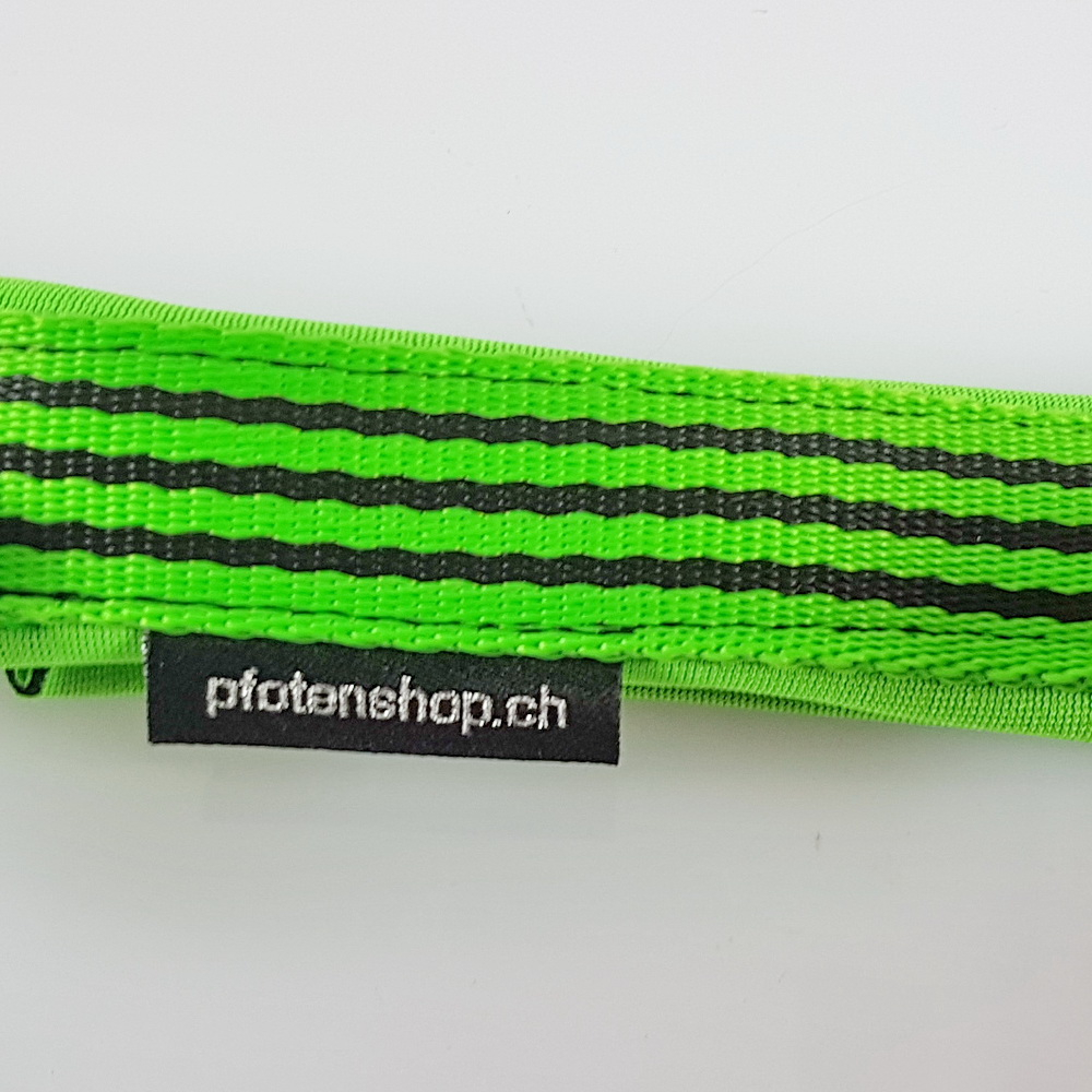 Halsband Zug-Stop, 3.0cm, 25 - 55cm, Neopren neongrün, neongrün, schwarz gestreift