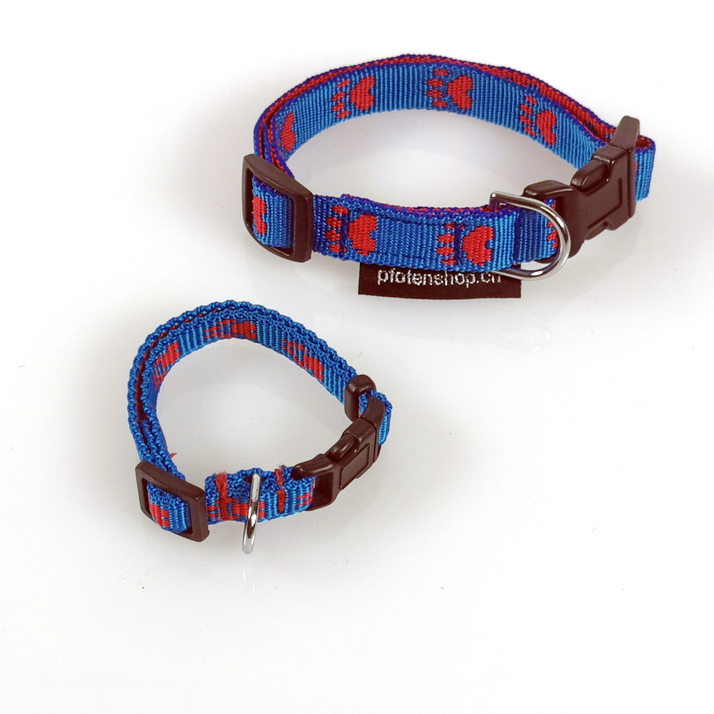 Halsband Click, 1.0 + 1.5cm, 16.5-46cm Pfoten blau - rot