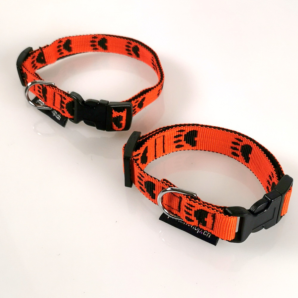 Halsband Click, 1.5cm + 2cm, 18.5-46cm Pfoten orange - schwarz