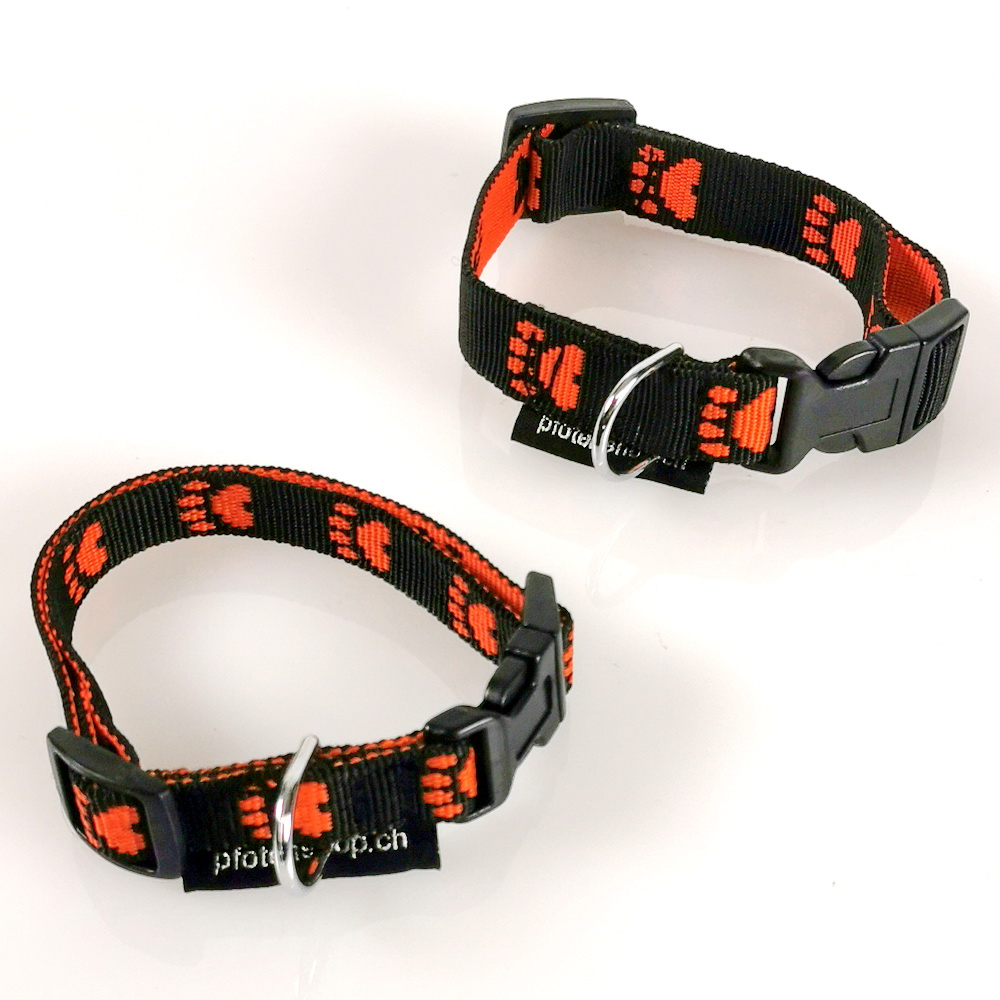 Halsband Click, 1.5cm + 2cm, 18.5-46cm Pfoten schwarz - orange